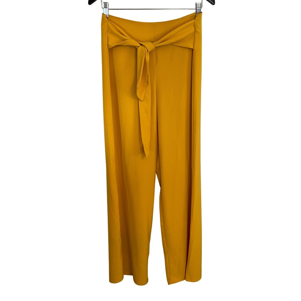 Gypsies & Moondust Mustard Yellow Wide Leg Tie Front High Rise Pants Large